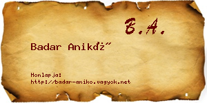 Badar Anikó névjegykártya